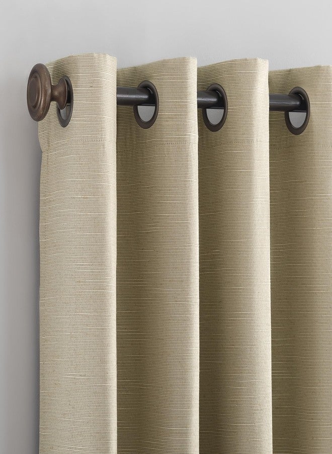 Archaeo Textured Linen Blend Grommet Top Curtain, 50" x 84", Stone - Image 3